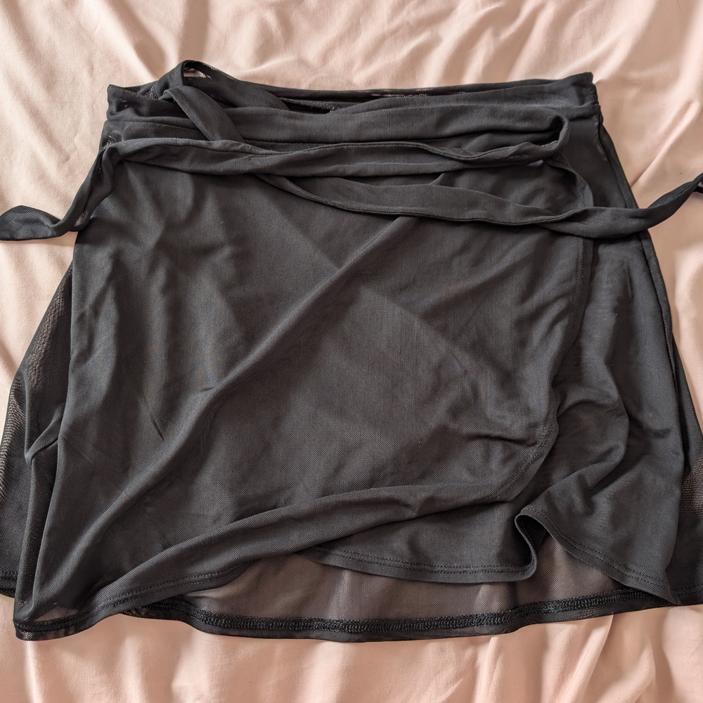 Black Sheer Wrap Swim Skirt